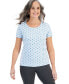ფოტო #1 პროდუქტის Women's Short-Sleeve Printed Scoop-Neck Top, Created for Macy's
