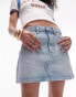 Topshop denim high waisted mini skirt in bleach bleichen, 36 - фото #1