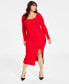 Фото #1 товара Платье свитера Bar III plus Size Rib-Knit Lace-Up, созданное для Macy's