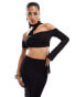 Фото #1 товара Murci asymmetric off shoulder top co-ord in black