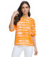 Фото #1 товара Women's Printed Ruched-Sleeve Textured Top