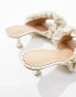 & Other Stories leather heeled mules with layered flower detail in off-white