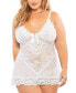 Фото #1 товара Plus Size Soft Cup Babydoll & G-String 2pc Lingerie Set