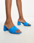 Фото #3 товара Stradivarius square toe chunky heeled sandal in blue