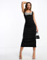 Фото #2 товара ASOS DESIGN embellished bust insert scuba midi dress in black