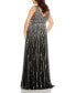 ფოტო #6 პროდუქტის Women's Plus Size Sequined Striped Sleeveless V Neck A Line Gown