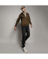 ფოტო #2 პროდუქტის Men's Brown Half-Zip Utility Jacket With Contrast Drawstring