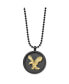 Brushed Black and Yellow IP-plated Eagle Disk Ball Chain Necklace