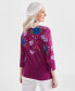 Фото #2 товара Petite Meadow Floral Pima Knit Top, Created for Macy's