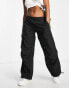 Фото #4 товара Pull&Bear nylon cargo parachute pants in black