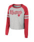 Women's Heather Gray Indiana Hoosiers I'm Gliding Here Raglan Long Sleeve Cropped T-shirt