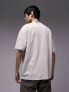 Topman oversized fit t-shirt with raised nowhere embroidery in stone