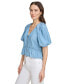 ფოტო #3 პროდუქტის Women's Zip-Front Puff-Sleeve Blouse