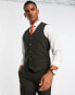 Фото #1 товара ASOS DESIGN wedding skinny wool mix suit waistcoat in dark green herringbone