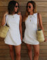 Labelrail x Collyer Twins scallop edge a-line mini dress in white