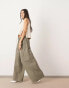 Фото #1 товара ASOS EDITION drawstring wide leg trouser with cargo pocket in khaki