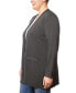 Plus Size Cable-Knit-Trim Open-Front Cardigan charcoal g, 2X - фото #3