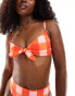 ASOS DESIGN Picnic tie front bikini top in gingham Vichy-Karos in Rosa & Rot, 34 - фото #2