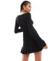 Фото #3 товара COLLUSION soft slinky mini ruched bodycon dress in black