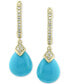 ფოტო #2 პროდუქტის EFFY® Diamond (1/10 ct. t.w.) & Turquoise (10 x 8mm) Drop Earrings In 14k Gold