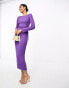 Pretty Lavish cut-out knitted midaxi dress in iris