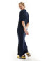 ASOS DESIGN collared placket maxi t shirt dress in navy