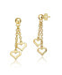 ფოტო #1 პროდუქტის Kids 14k Yellow Gold Plated Double Heart Halo Dangle Chain Drop Earrings