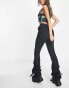 Фото #2 товара ASOS DESIGN high waist skinny flare with ruched hem detail in black