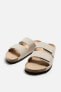 SPLIT LEATHER DOUBLE-STRAP SANDALS