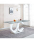 Tempered Glass Dining Table With Black MDF Middle Support And Stainless Steel Base For Modern Design