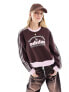 adidas Originals retro logo sweatshirt in brown and pink