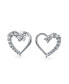 Фото #1 товара Bridal Love Is A Journey Cubic Zirconia Pave CZ Open Heart Shaped Stud Earrings For Women Girlfriend .925 Sterling Silver