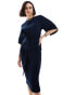 Фото #2 товара Closet London ribbed pencil dress with tie belt in navy
