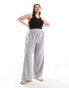 Фото #1 товара ASOS DESIGN Curve pull on trouser with contrast panel in grey stripe