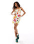 Reclaimed Vintage mini holiday sundress in all over fruit print