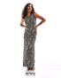 JDY Petite knitted sleeveless maxi dress in animal print