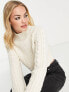 & Other Stories wool blend high neck cropped sweater in beige melange