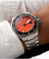 ფოტო #2 პროდუქტის Men's Dumas Automatic Tangerine with Silver-Tone Solid Stainless Steel Bracelet Watch 44mm