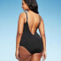 Women's V-Neck Shirred Medium Coverage One Piece Swimsuit - Kona Sol Black XS
