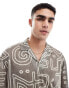 ASOS DESIGN oversized polo in all over print with revere neck