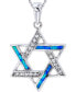 Фото #1 товара Lab-Created Blue Opal & Cubic Zirconia Star of David 18" Pendant Necklace in Sterling Silver