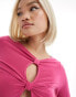 COLLUSION twist detail long sleeve top in pink