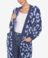 Women's Leopard Print Open Front Sherpa Cardigan