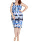 Plus Size Draped Long Cardigan and Printed Sleeveless Dress