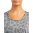 Sofia Jeans Women's Charcoal Animal Print Scoop Neck Embroidered Tee Shirt XL