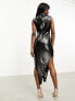 Фото #3 товара Amy Lynn high neck cut out dress in black metallic