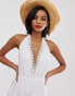 Фото #3 товара ASOS DESIGN halter neck playsuit with lace trim