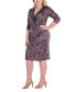 ფოტო #3 პროდუქტის Plus Size Print Knee Length Faux Wrap Dress