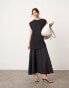 Фото #1 товара ASOS EDITION drop waist oversized maxi t-shirt dress in contrast fabric in black