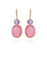 Gold-Tone Pink and Lilac Violet Glass Stone Drop Earrings